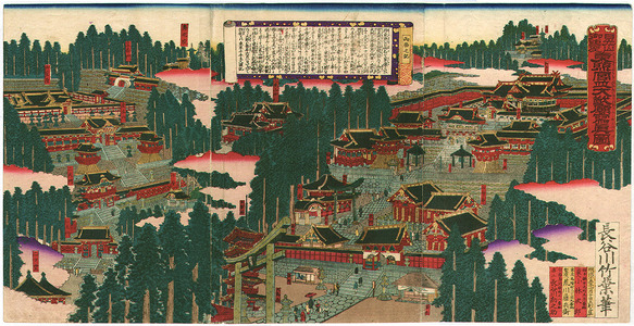 Japanischer Druck "Panoramic Map of Toshogu Shrine in Nikko" von Unknown, 無款 (null)