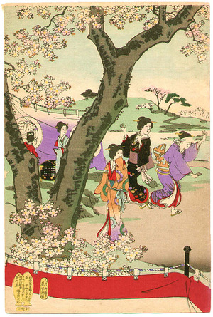 豊原周延: Cherry Blossom Viewing - Ladies of Chiyoda Palace - Artelino