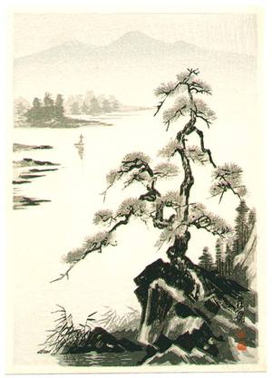 Imoto Tekiho: Pine on the Rock and River - Artelino