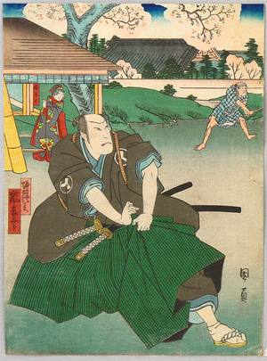 Utagawa Kunikazu: Fighters at Tea House - Artelino