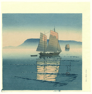 Japanischer Druck "Morning in Takamatsu - Twelve Famous Sceneries" von Kawase Hasui, 川瀬巴水 (Kawase Hasui)