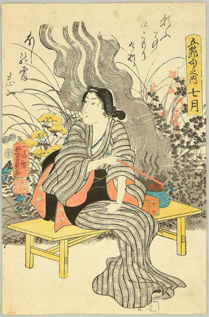 Utagawa Yoshikazu: Smoking Beauty - Artelino