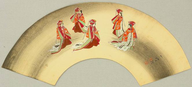 日本版画 "Shrine Dancers" 由 Unknown, 無款 (null) 创作