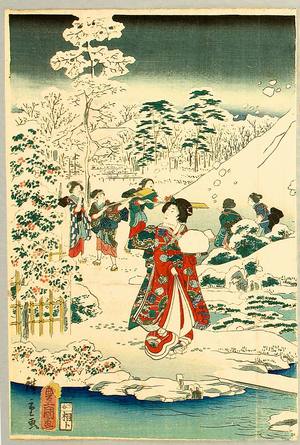 Utagawa Hiroshige: Prince Genji and Mt. Fuji - Artelino