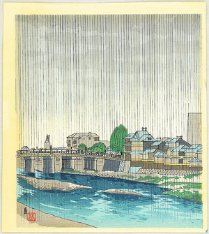 徳力富吉郎: Kamo River in Rain - Artelino