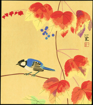Nomura Issei: Blue Bird on Red Vine - Artelino