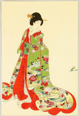 Toyohara Chikanobu: Court Lady in Green - Artelino