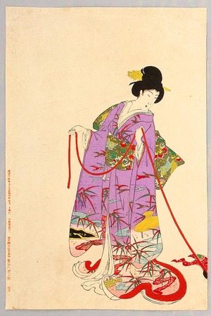 豊原周延: Flower Cart - Court Ladies in Tokugawa Era - Artelino