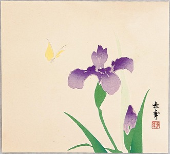 今尾景年: Iris and Butterfly - Artelino