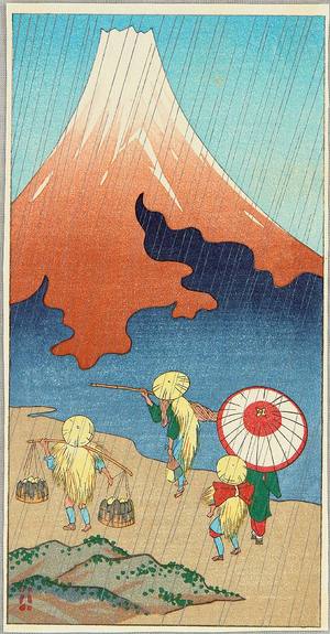 日本版画 "Mt. Fuji and Travellers" 由 Unknown, 無款 (null) 创作