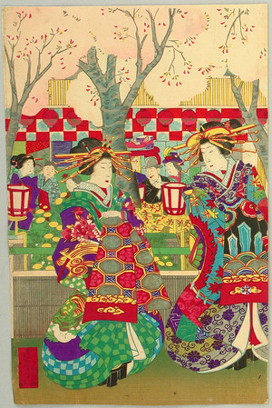 Utagawa Kunisada III: Night Cherry Blossoms - Artelino
