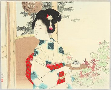 Mizuno Toshikata: Tea House Girl - Artelino