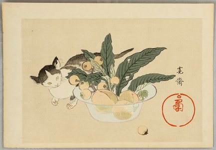 森寛斎: Kitten and Fruit - Artelino
