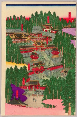 無款: Panoramic Map of Toshogu Shrine in Nikko - Artelino