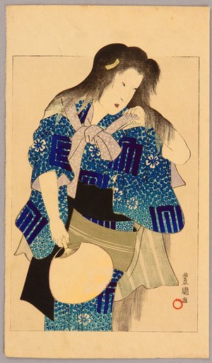 Japanese Print "Lady with Fan" by Utagawa Kunisada, 歌川国貞 (Utagawa II Kunisada)