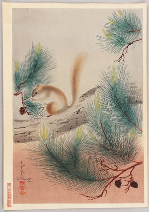 Ono Bakufu: Squirrel on a Pine Tree - Artelino