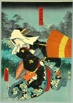 Utagawa Kunisada: Umbrella Defence - Kabuki - Artelino