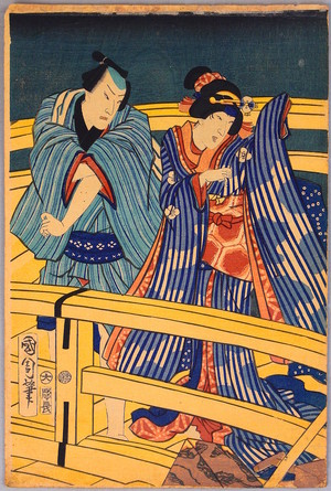 Toyohara Kunichika: Kabuki on a Bridge - Artelino