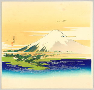 尾形月耕: Mt.Fuji and Lake - Artelino