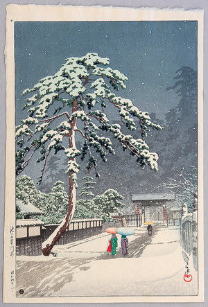 Kawase Hasui: Honmon Temple at Ikegami - Artelino