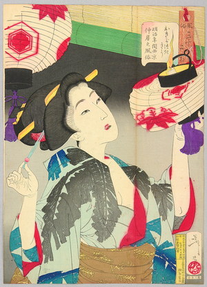 Tsukioka Yoshitoshi: Observant - Thirty-two Customs and Manners of Women - Artelino