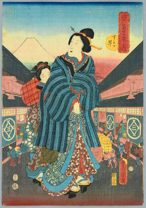 Utagawa Kunisada, 歌川国貞 (Utagawa Kunisada)による浮世絵「Surugacho - Ten Views of Mt. Fuji Seen from Edo」