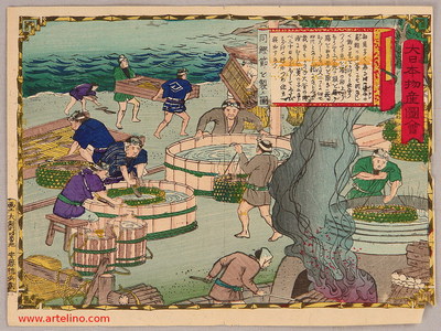 Utagawa Hiroshige III: Making Dried Bonito - Pictures of Products of Japan - Artelino