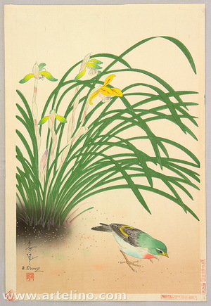 Ono Bakufu: Finch and River Orchids - Artelino