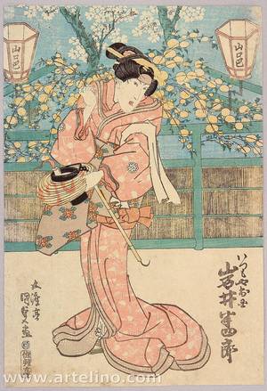 Japanese Print "Pink Kimono - Kabuki" by Utagawa Kunisada, 歌川国貞 (Utagawa Kunisada)