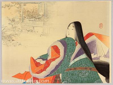 Mizuno Toshikata: Empress Tokuko in Jakko-in Temple - Artelino