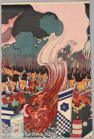 Japanese Print "Fiery Battlefield" by Tsukioka Yoshitoshi, 月岡芳年 (Tsukioka Yoshitoshi)