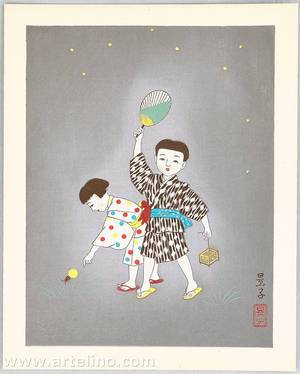 無款: Catching Fireflies - Life of Japanese Children - Artelino