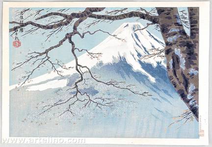 Tokuriki Tomikichiro: Mt.Fuji and Cherry Blossoms - Artelino