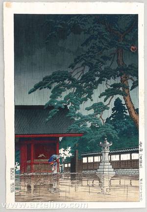 川瀬巴水: Spring Rain at Gokoku-ji Temple - Artelino