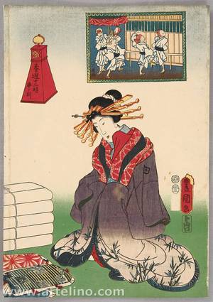 Utagawa Kunisada, 歌川国貞 (Utagawa Kunisada)による浮世絵「Courtesan with Blankets」