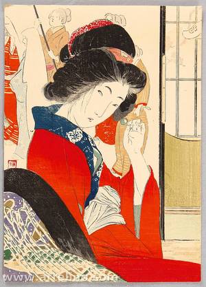Yamanaka Kodo: Kuchi-e : Beauty in Red Dress - Artelino
