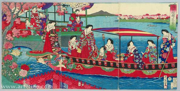 Toyohara Chikanobu: Royal Court - Cherub Boat Excursion - Artelino