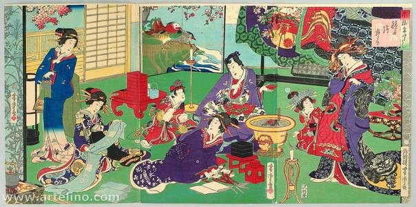 Utagawa Yoshitora: Banquet - Imayo Genji - Artelino