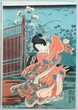 Japanese Print "Autumn Garden" by Utagawa Kuniyoshi, 歌川国芳 (Utagawa Kuniyoshi)