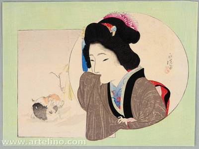 Tomioka Eisen, 富岡英泉 (Tomioka Eisen)による浮世絵「Morning after the Snow」