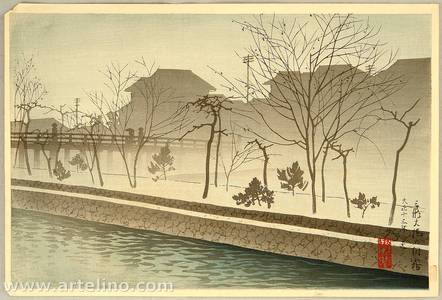 Yoshikawa Kanpo: Sanjo Bridge in Morning Mist - Artelino