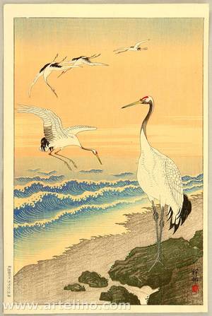 Ohara Koson: Cranes on Seashore - Artelino