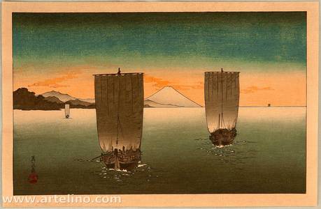 無款: Sail Boats and Mt. Fuji. - Artelino