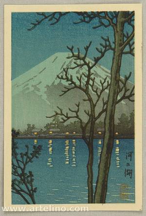 川瀬巴水: Mt. Fuji and Lake Kawaguchi - Artelino