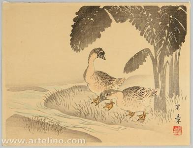 Unknown: Two Geese at a Stream - Artelino