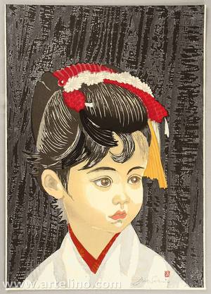 Sekino Junichiro: Girl with Hair Ornament - Takekurabe - Artelino
