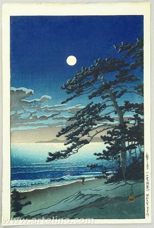 川瀬巴水: Spring Moon at Ninomiya - Artelino
