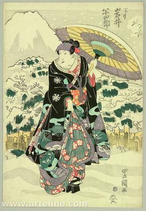 歌川豊国: Kabuki Actor and Mt. Fuji - Artelino