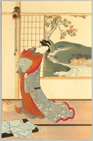 Japanese Print "Beauty and Creek" by Unknown, 無款 (null)