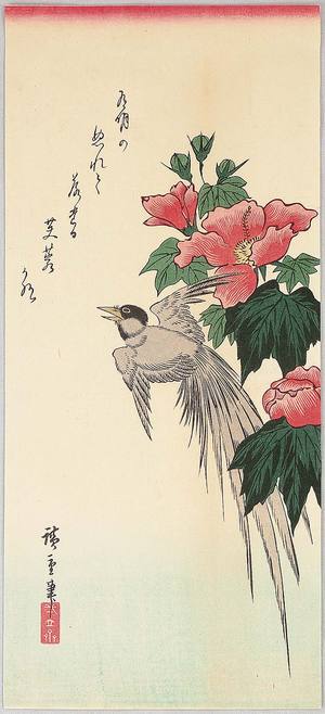 歌川広重: Bird and Red Hibiscus - Artelino